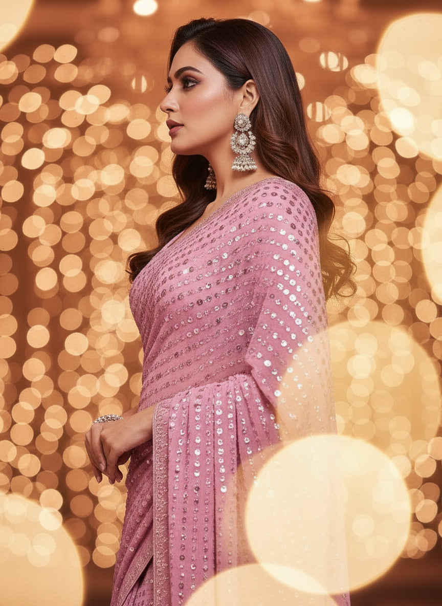 Bring On The Night Georgette Silk Saree