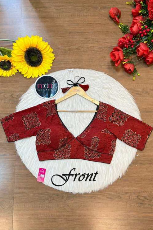 Rang-e-Ajrakh (Organic Handblock Ajrakh Hakoba Blouse)