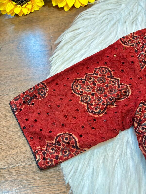 Rang-e-Ajrakh (Organic Handblock Ajrakh Hakoba Blouse)