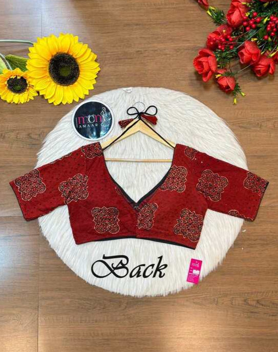 Rang-e-Ajrakh (Organic Handblock Ajrakh Hakoba Blouse)