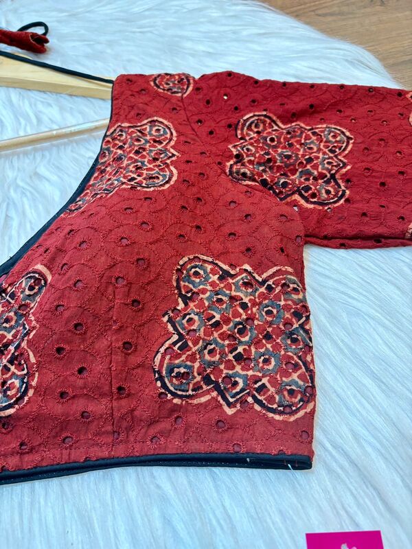 Rang-e-Ajrakh (Organic Handblock Ajrakh Hakoba Blouse)