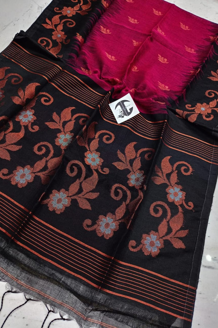 Mon Jhorna Linen Jamdani Saree