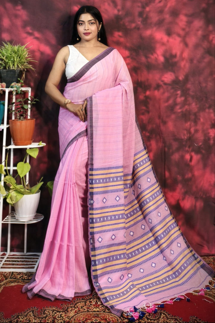 My Golden Bengal Cotton Kantha Saree