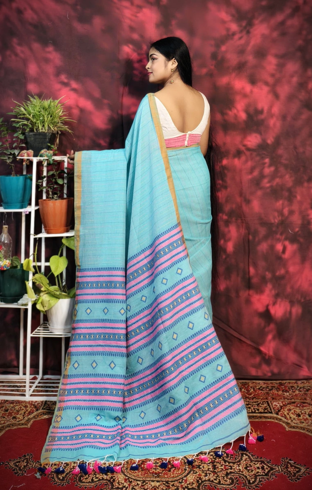 My Golden Bengal Cotton Kantha Saree