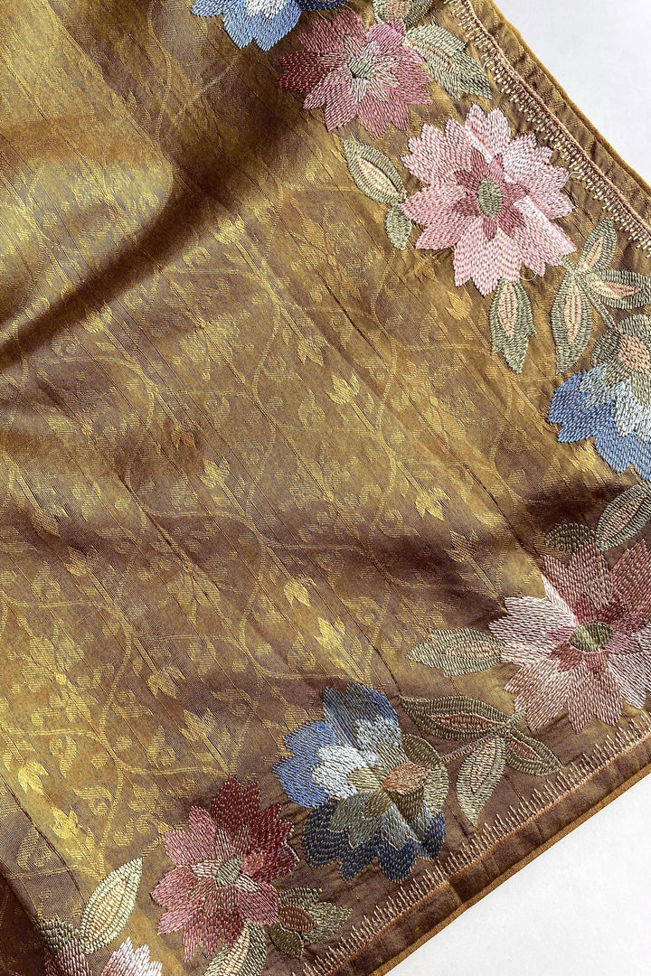 Red Oleanders Tussar Silk Saree