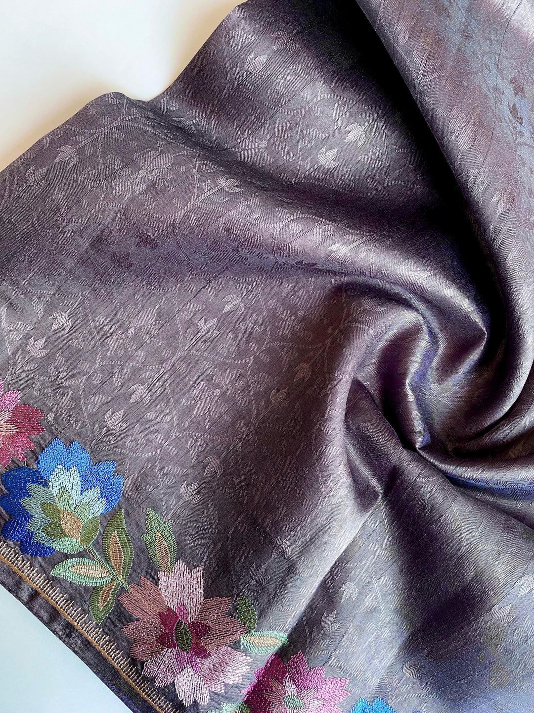 Red Oleanders Tussar Silk Saree