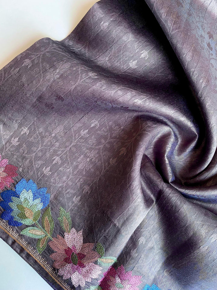 Red Oleanders Tussar Silk Saree