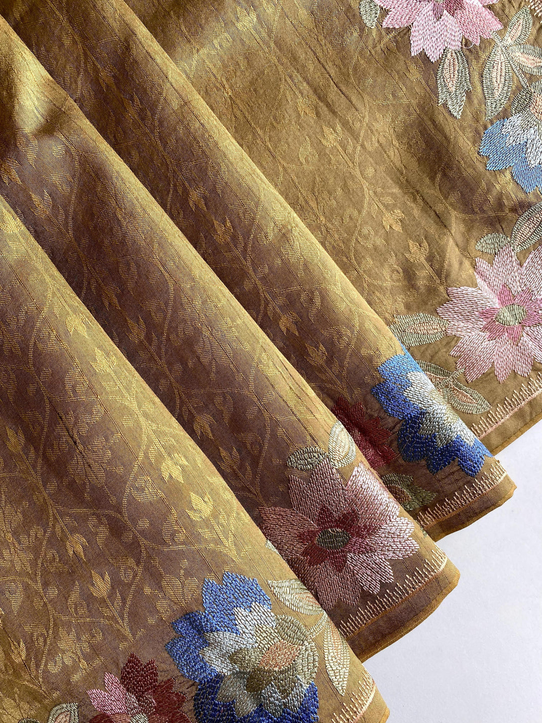 Red Oleanders Tussar Silk Saree
