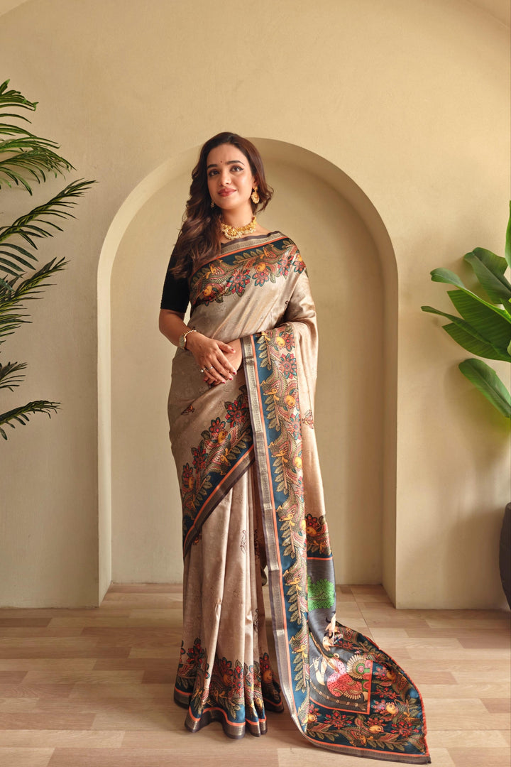 Kalamkari Ki Kahani Fancy Silk Saree