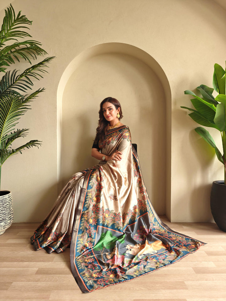 Kalamkari Ki Kahani Fancy Silk Saree