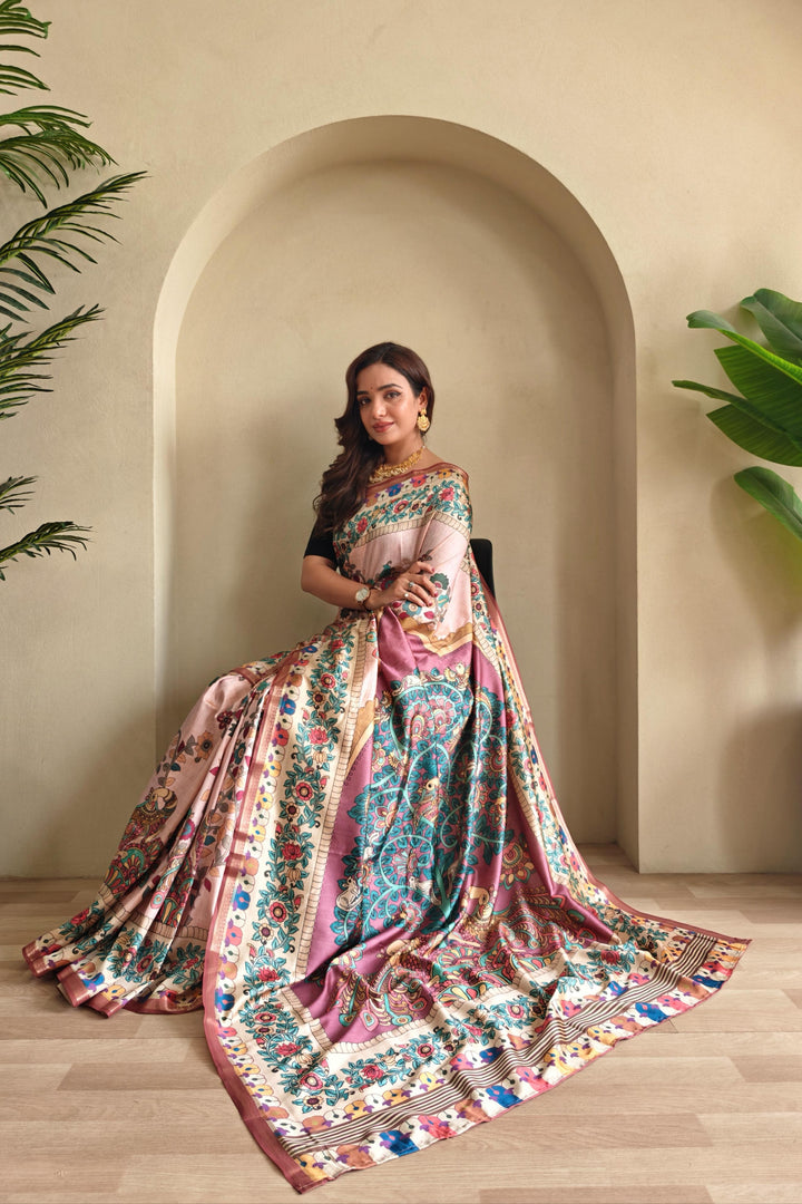 Kalamkari Ki Kahani Fancy Silk Saree