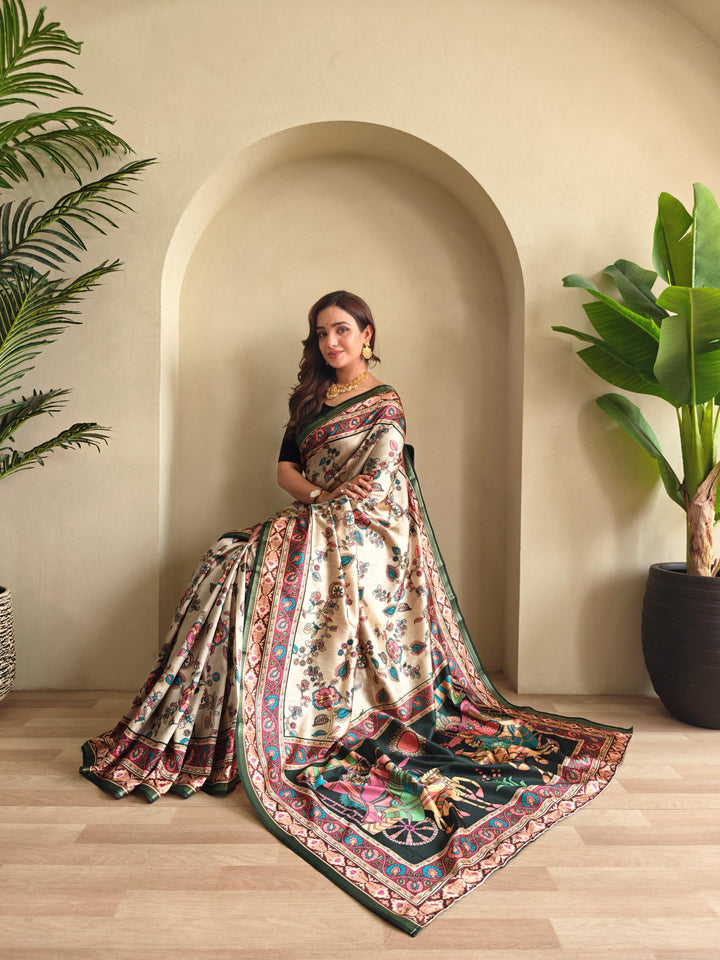 Kalamkari Ki Kahani Fancy Silk Saree
