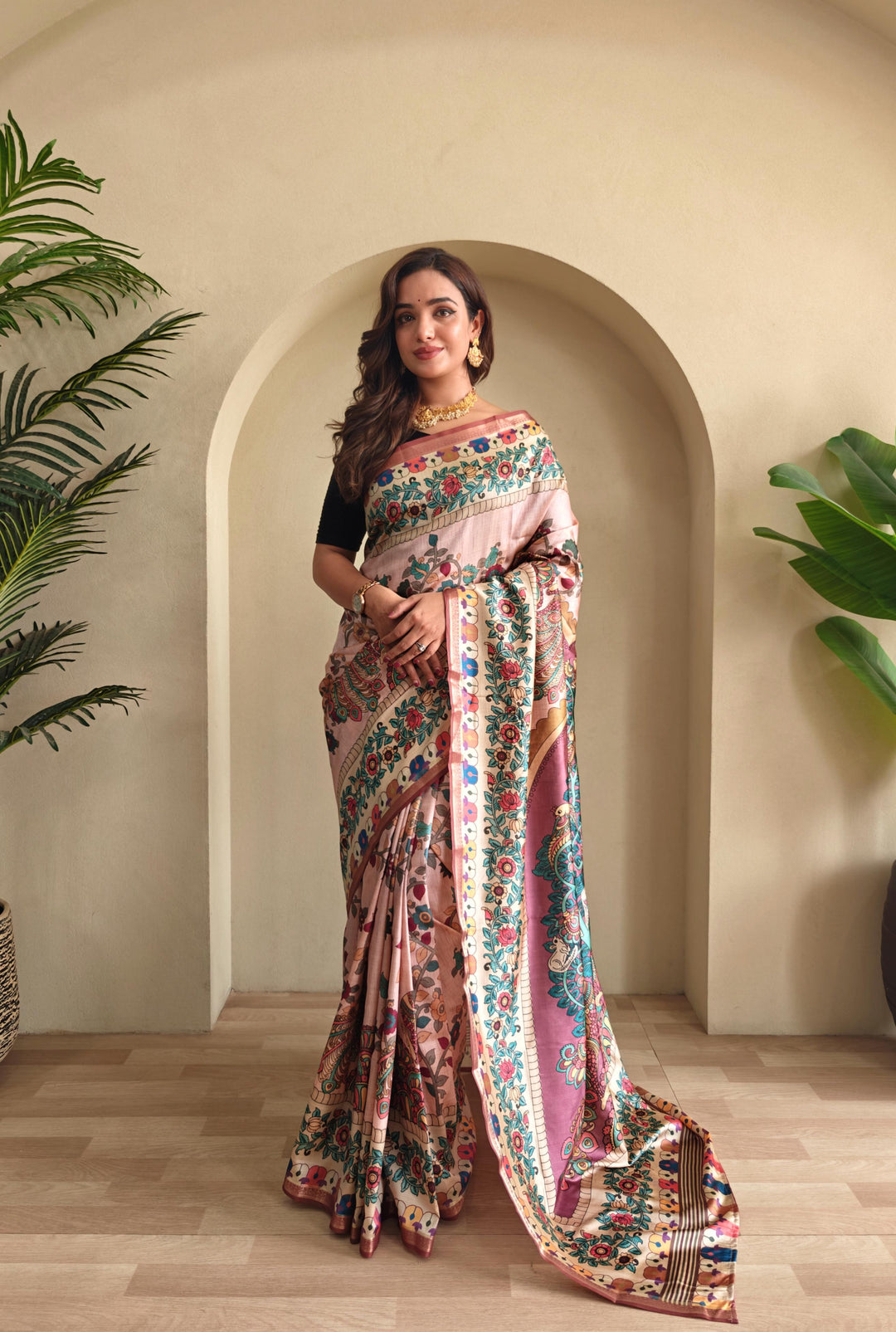 Kalamkari Ki Kahani Fancy Silk Saree