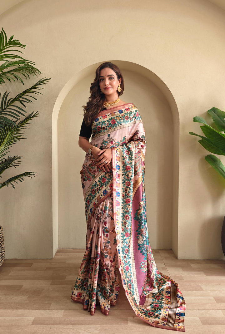 Kalamkari Ki Kahani Fancy Silk Saree