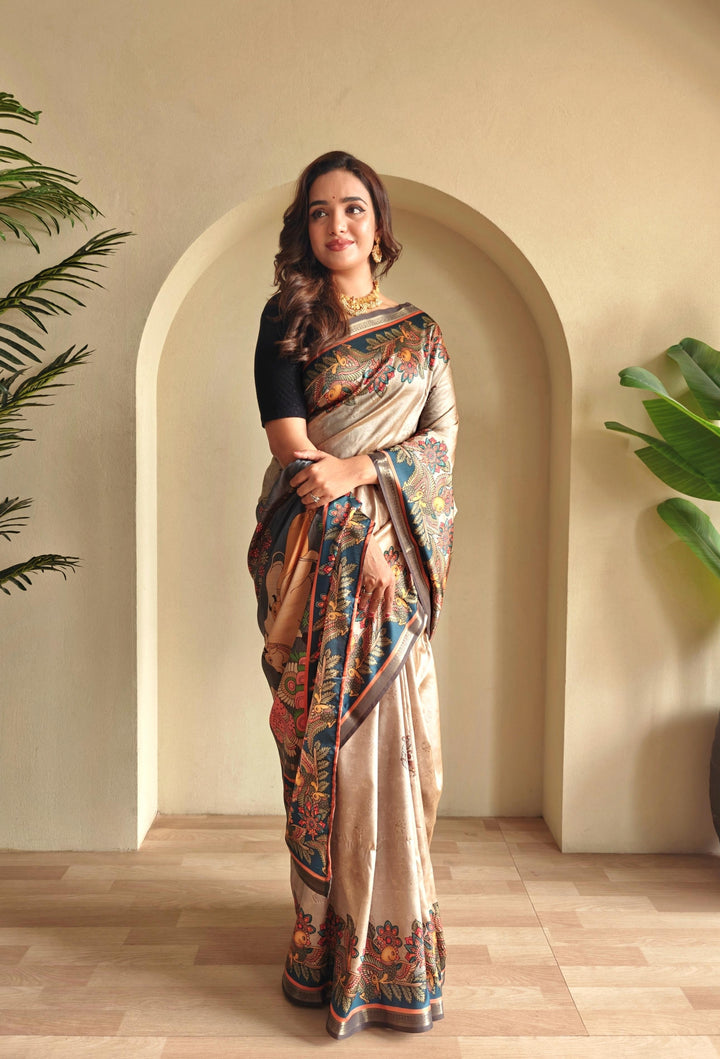 Kalamkari Ki Kahani Fancy Silk Saree