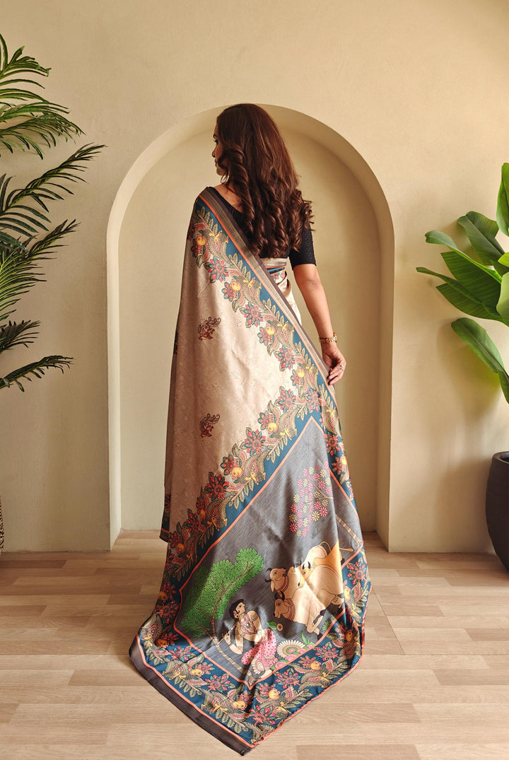 Kalamkari Ki Kahani Fancy Silk Saree