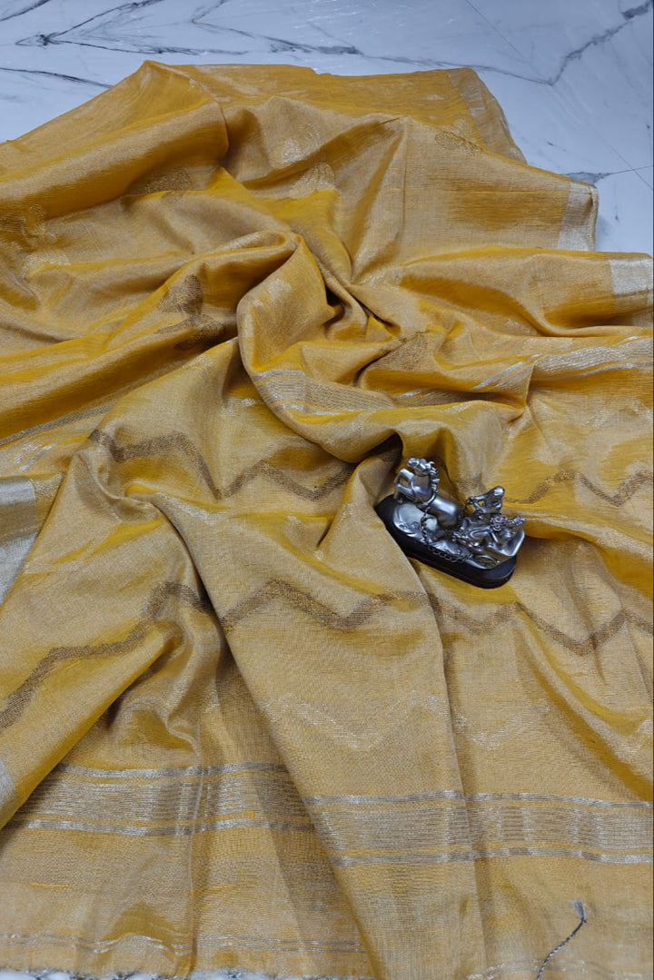 Kagojey Akash Tissue Linen Jamdani Saree