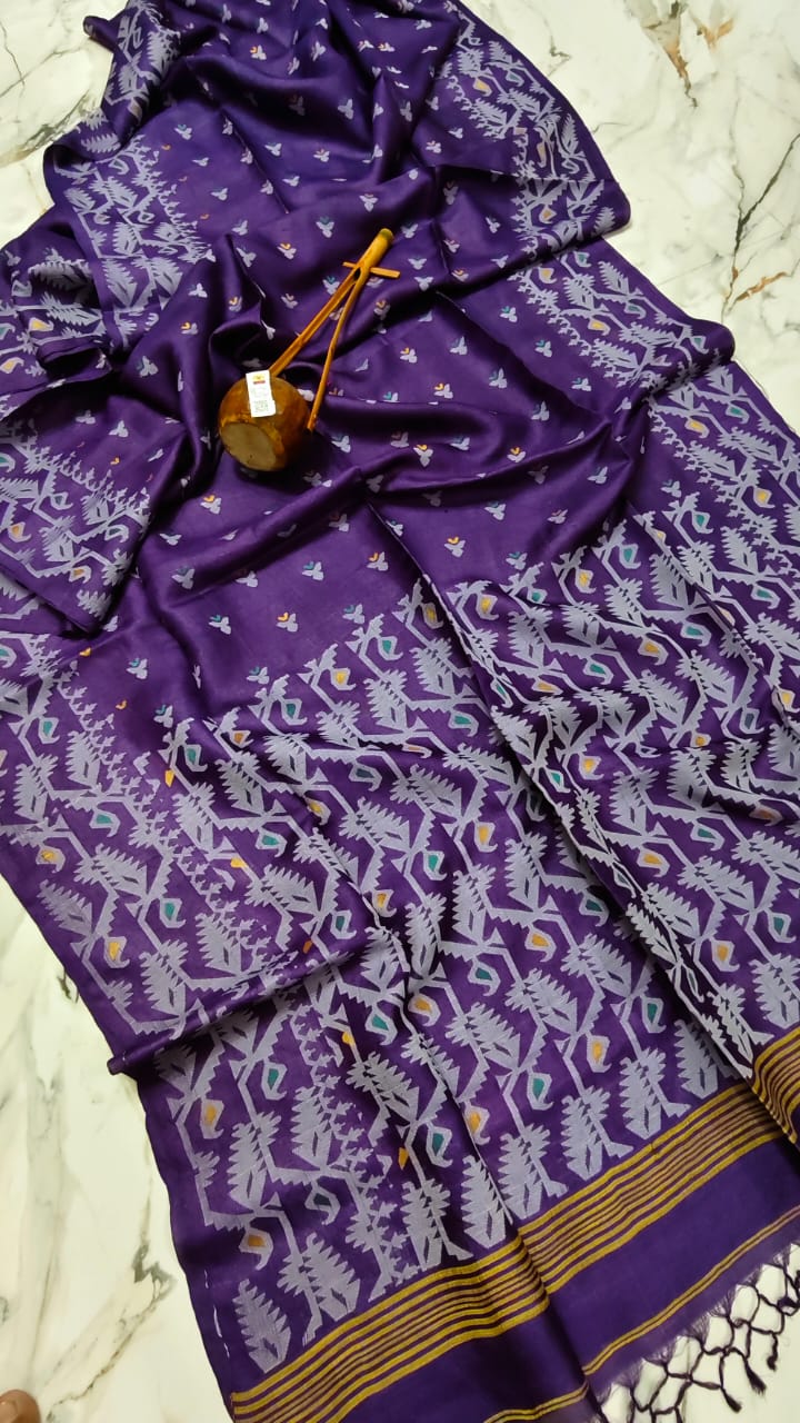 Golpo Roddur Tussar Jamdani Saree