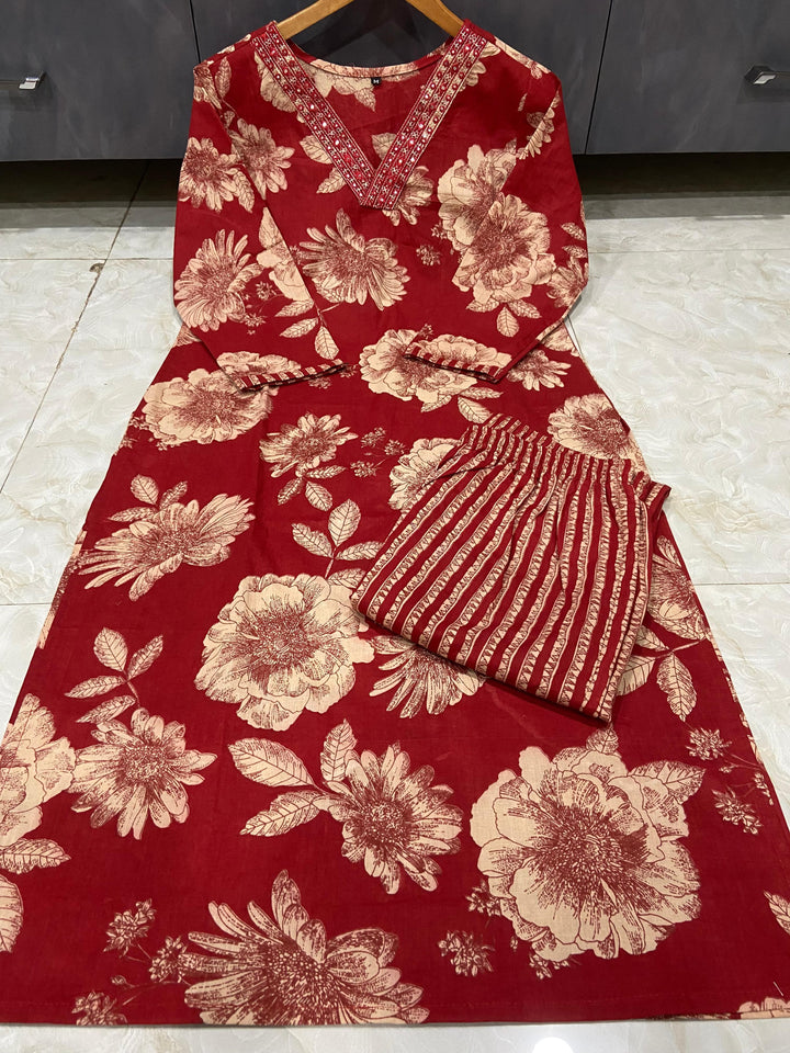 Neeli Baadal Cotton Kurti Set