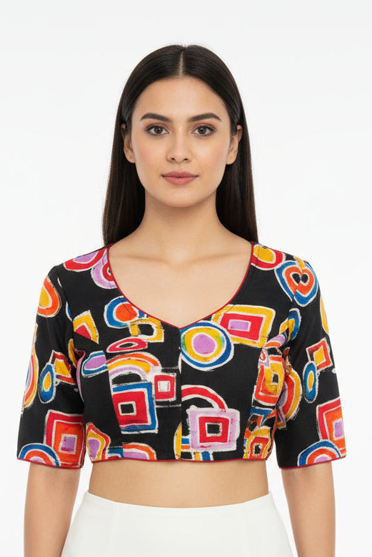 Ink Wave-Hand Batik Blouse