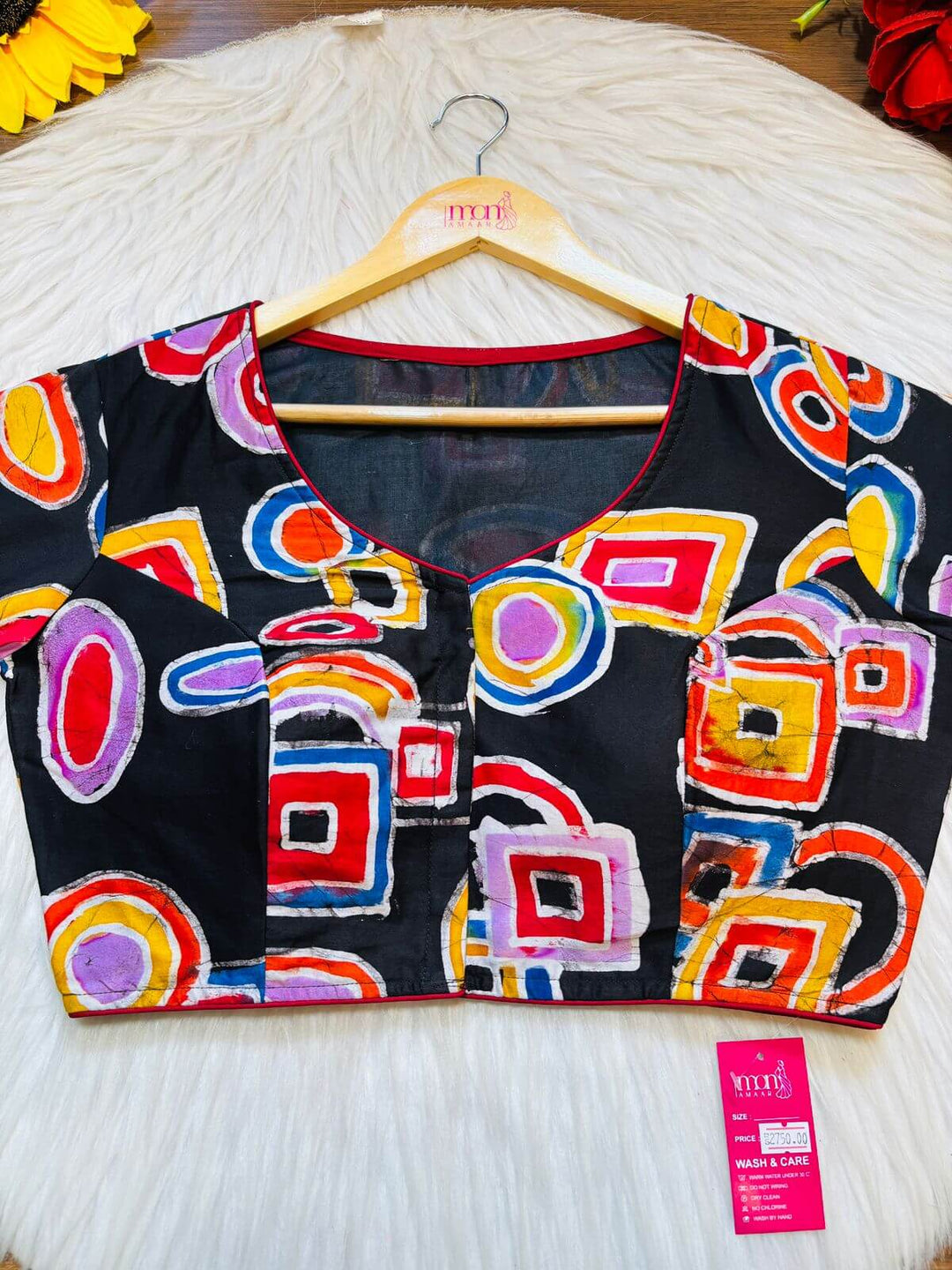 Ink Wave-Hand Batik Blouse