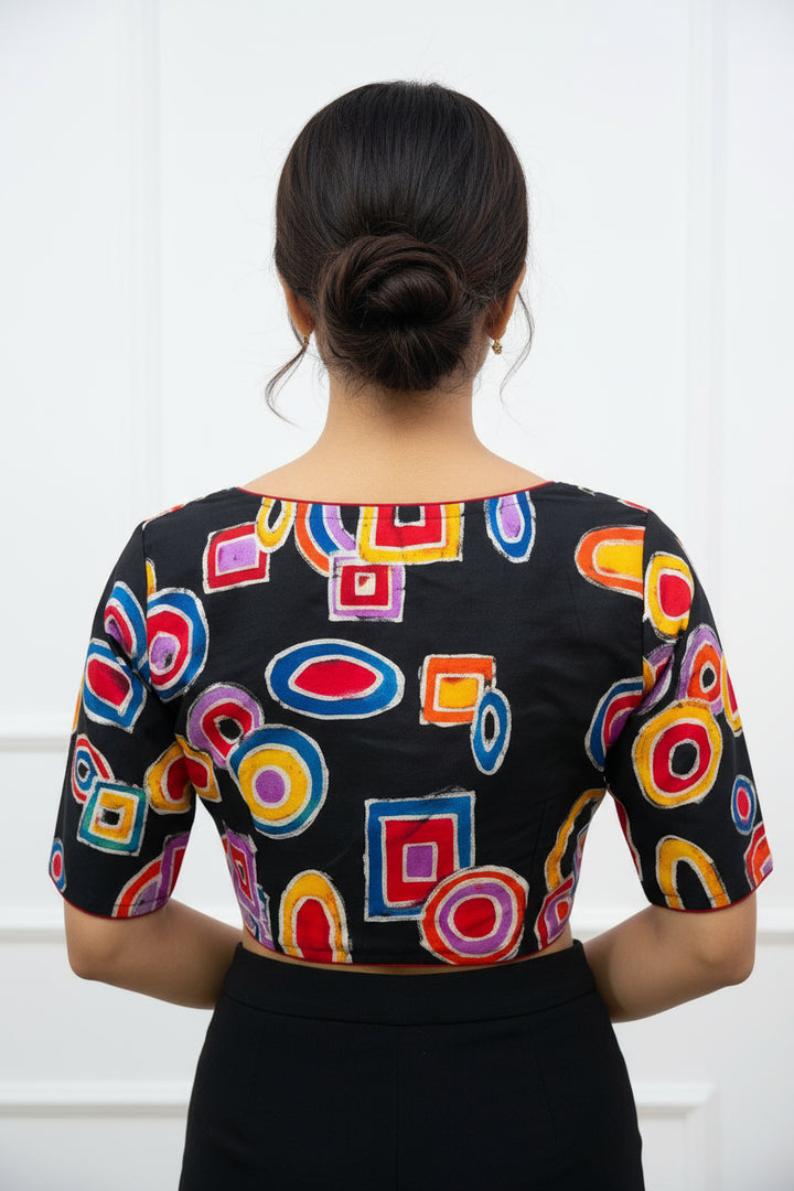 Ink Wave-Hand Batik Blouse