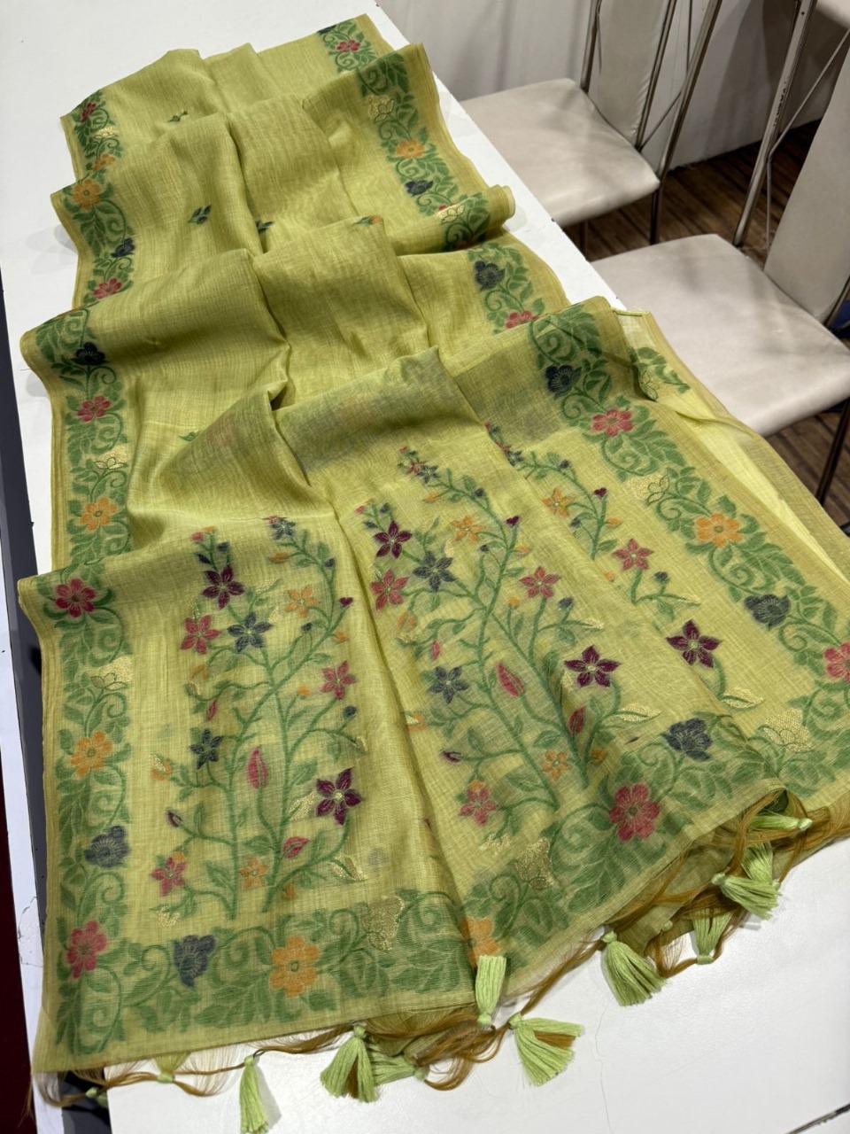 The Golden Boat Muga Cotton Saree