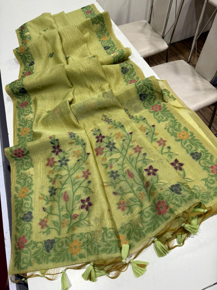 The Golden Boat Muga Cotton Saree
