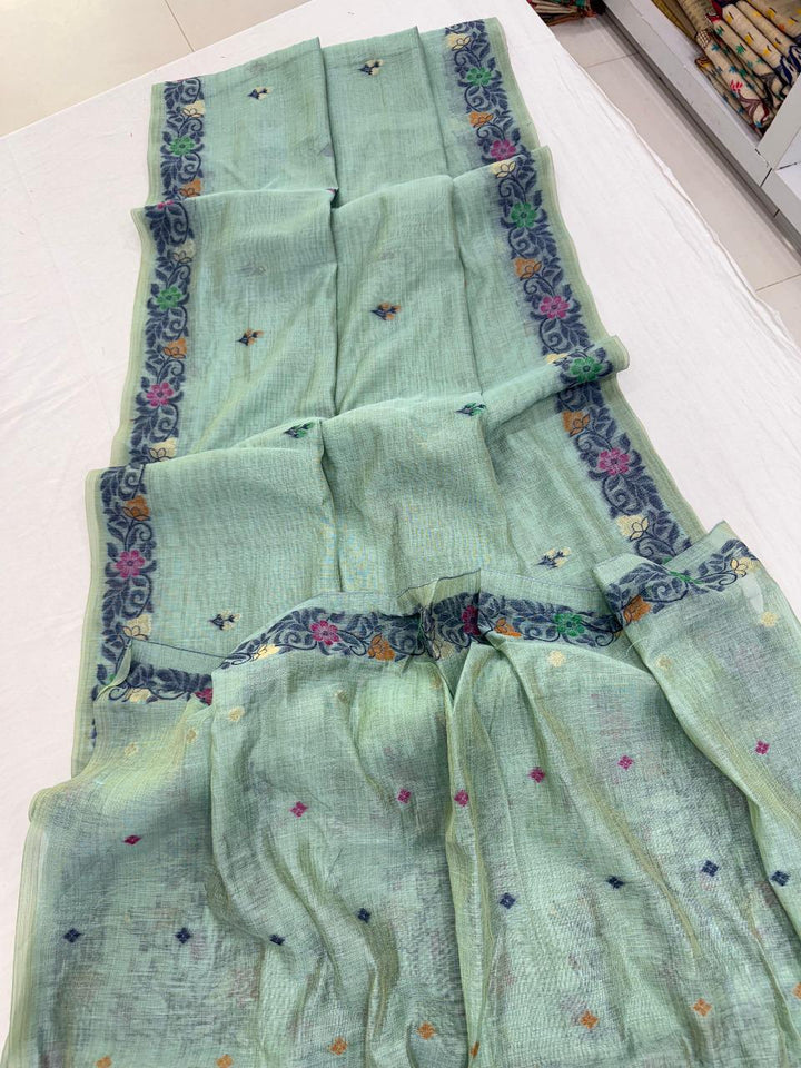 The Golden Boat Muga Cotton Saree