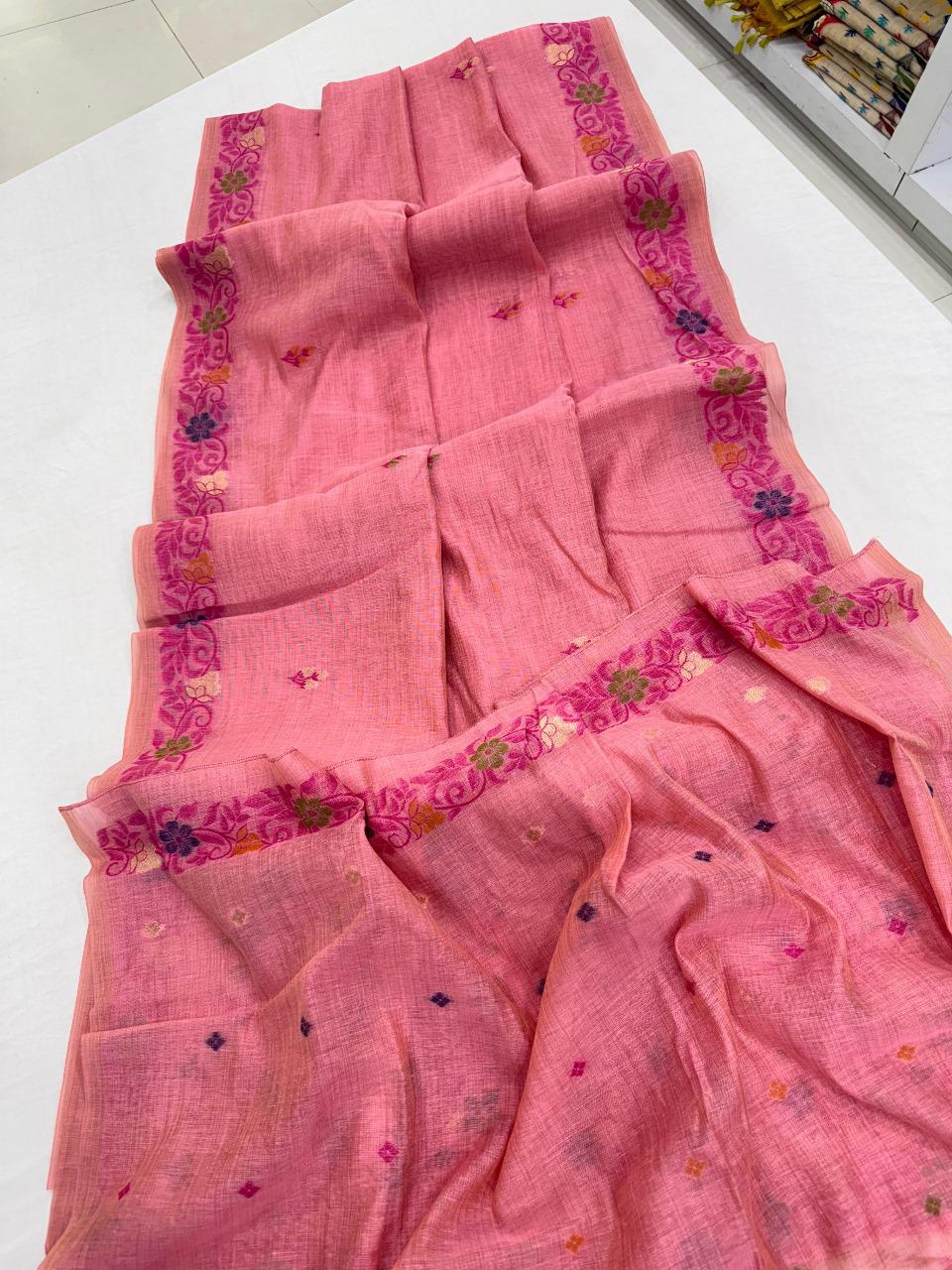 The Golden Boat Muga Cotton Saree