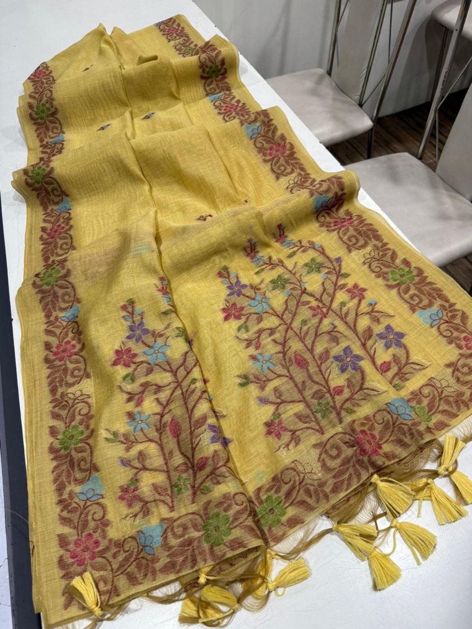 The Golden Boat Muga Cotton Saree