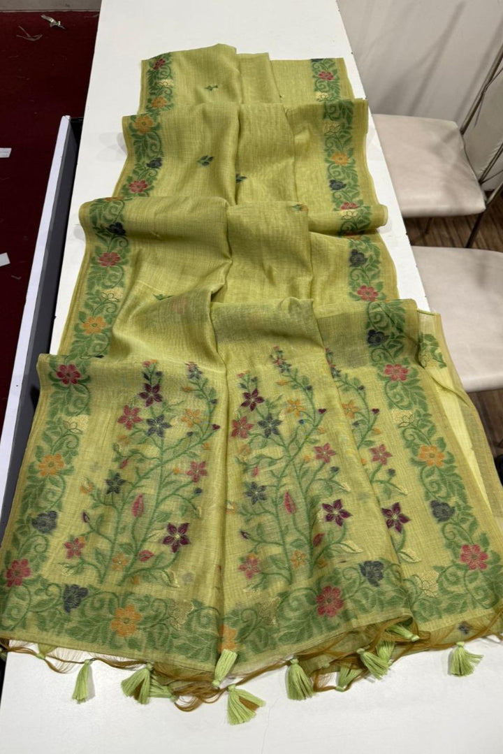 The Golden Boat Muga Cotton Saree