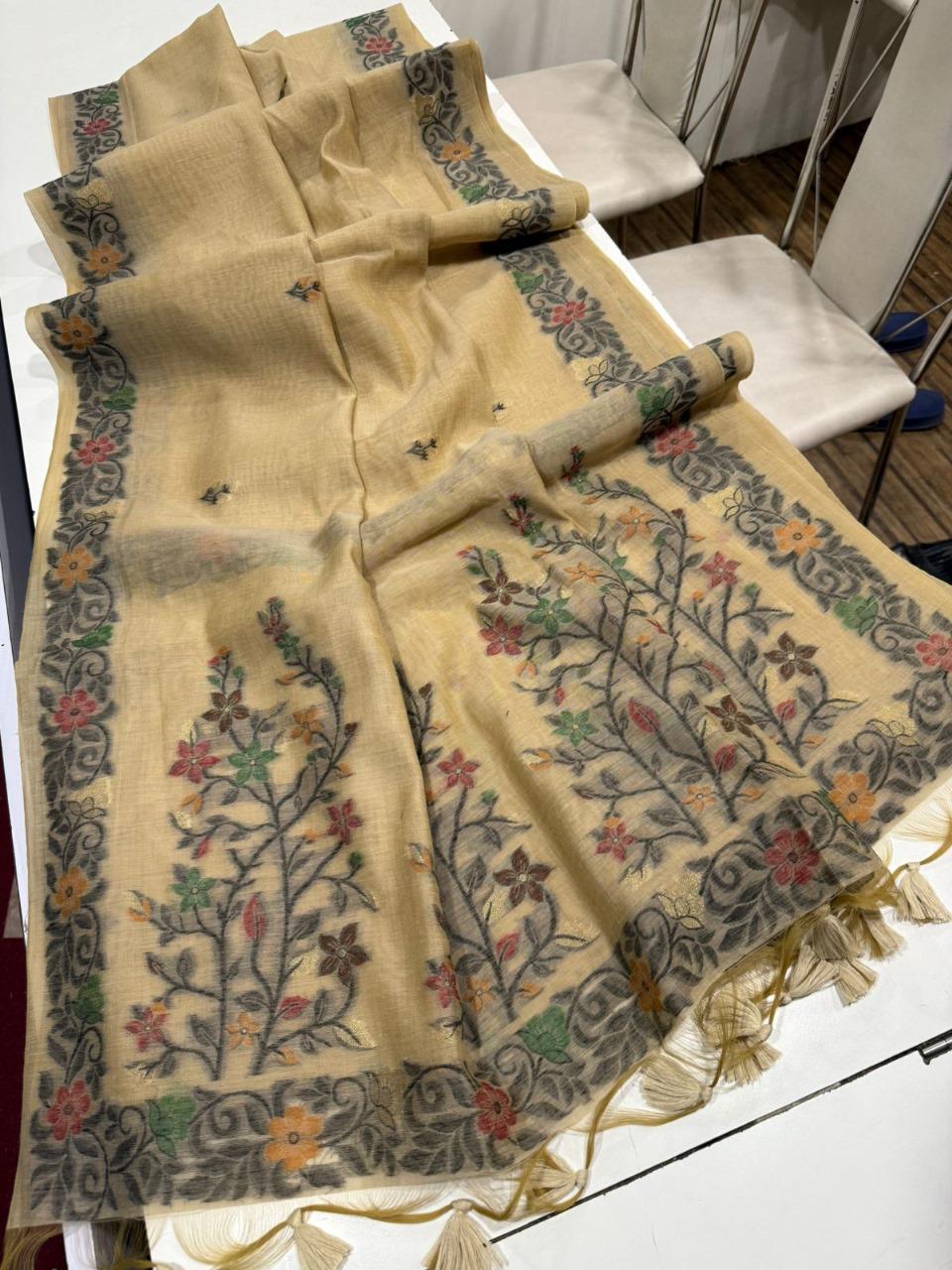 The Golden Boat Muga Cotton Saree
