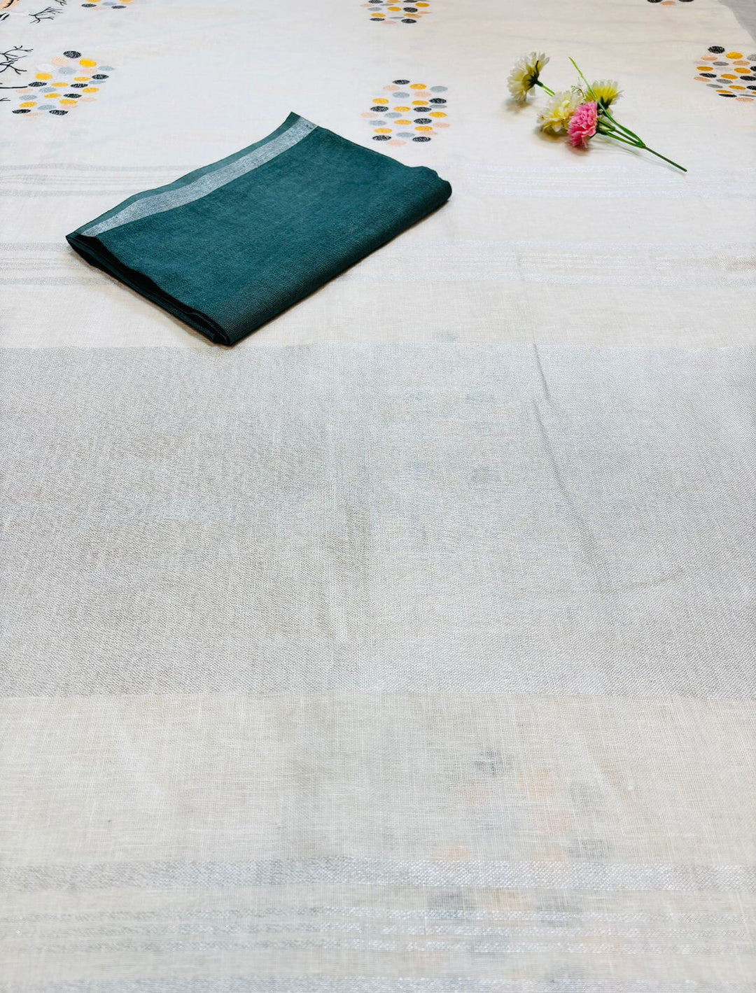 Hiranvati - Embroidered Pure Linen Saree