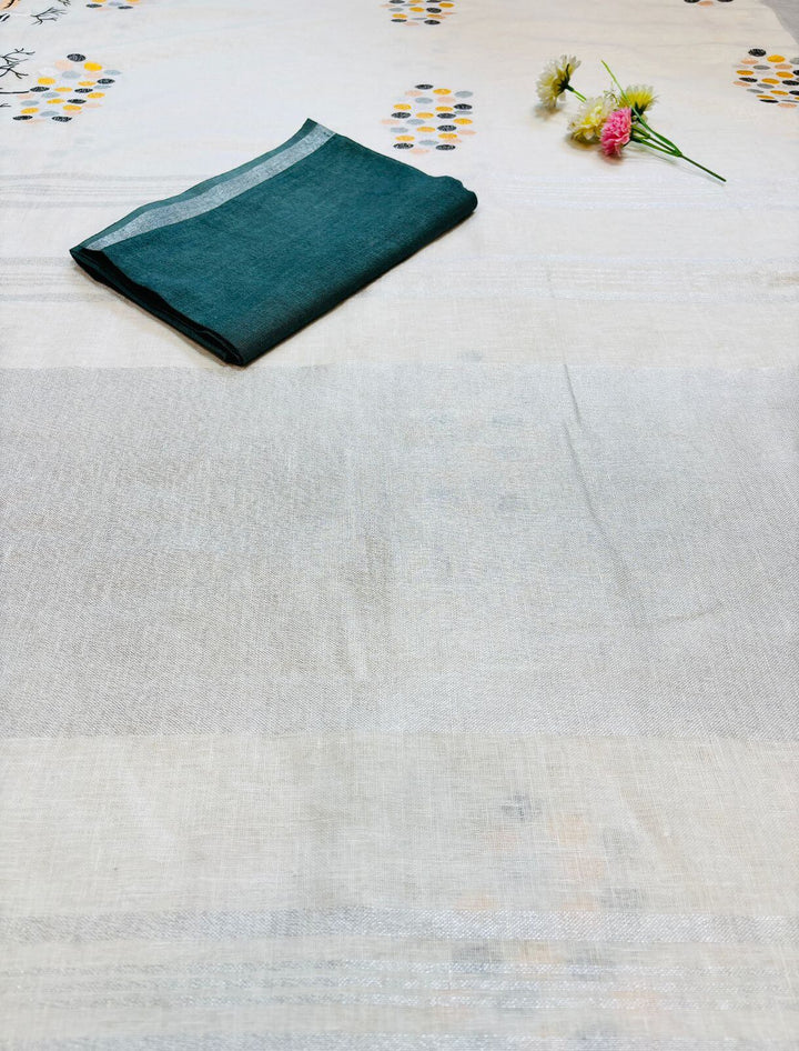 Hiranvati - Embroidered Pure Linen Saree
