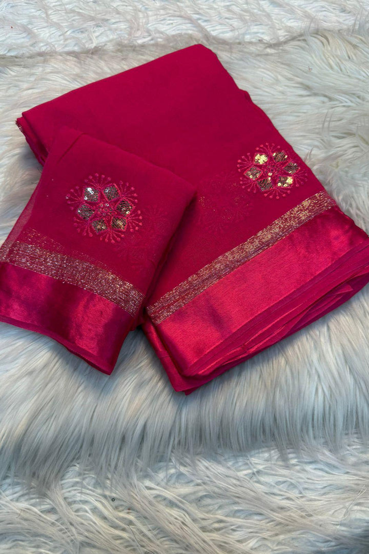 House of Angels Georgette Pink Saree