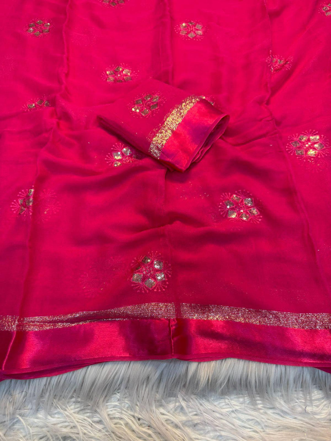 House of Angels Georgette Pink Saree