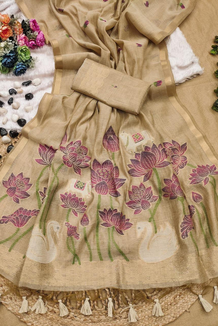 Fusion Fashion Muga Cotton Saree