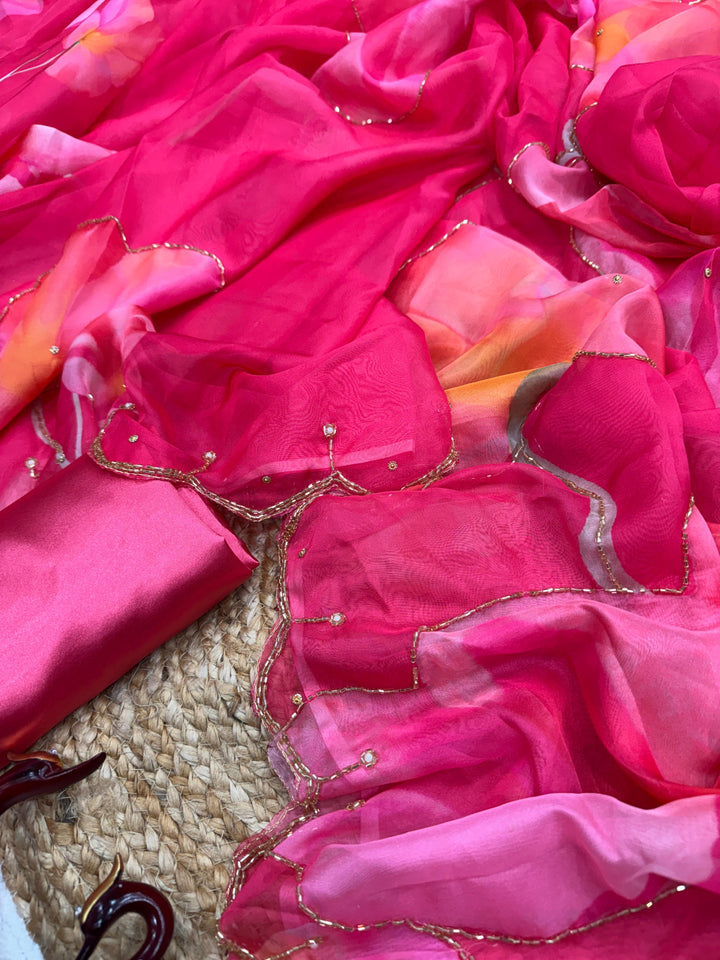 Line Of Colors Organza Saree