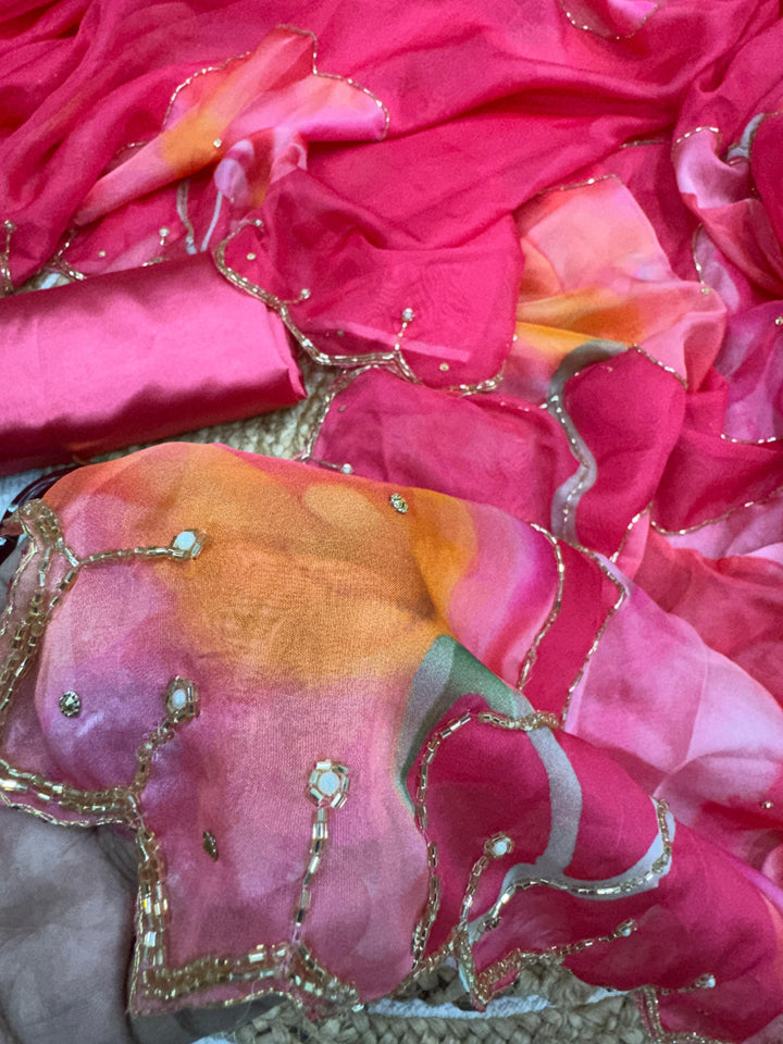 Line Of Colors Organza Saree