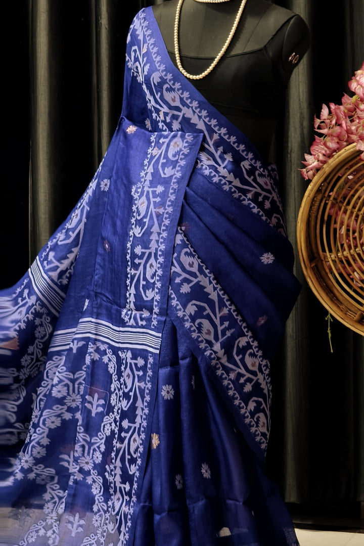 Kachha Sona Gachi Tussar Jamdani Saree