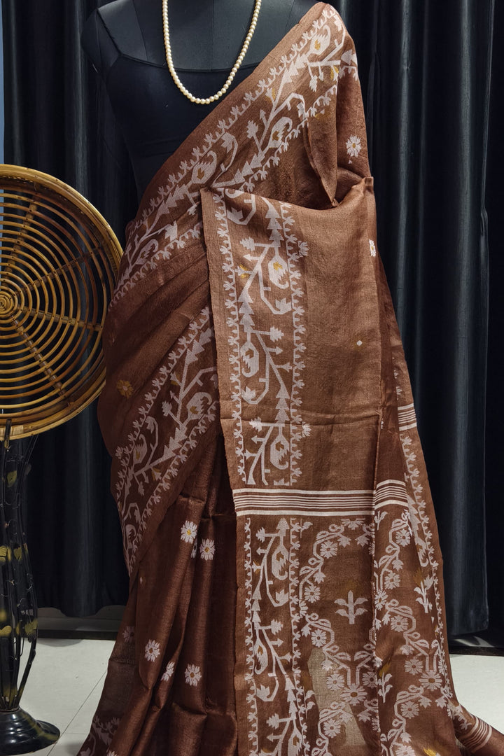 Kachha Sona Gachi Tussar Jamdani Saree