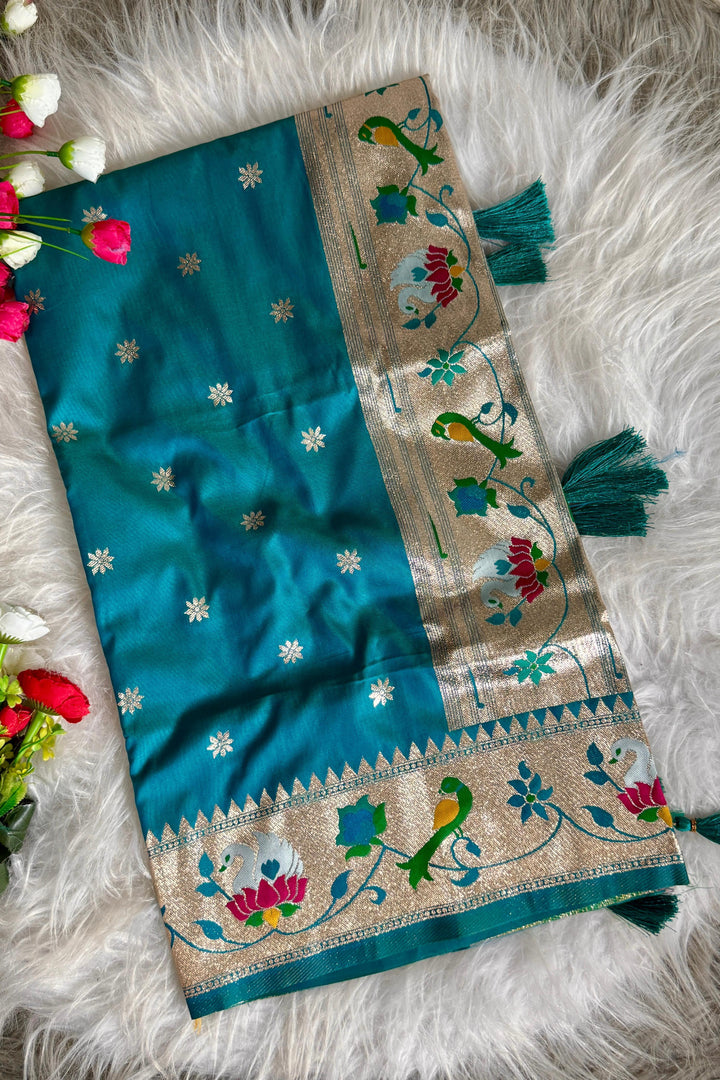 Graceful As A Dream Paithani Blue Silk Saree