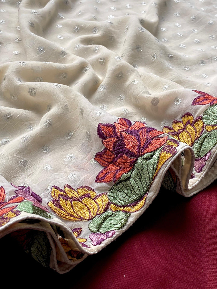 Romance Of Flowers Georgette Silk Saree