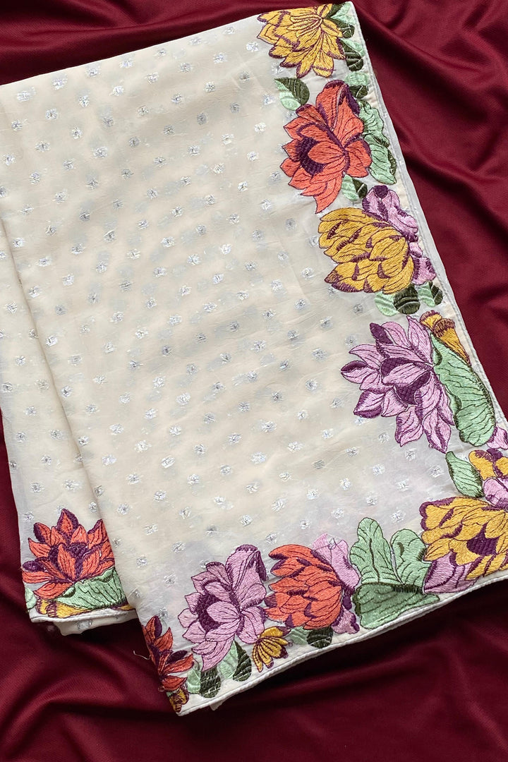 Romance Of Flowers Georgette Silk Saree