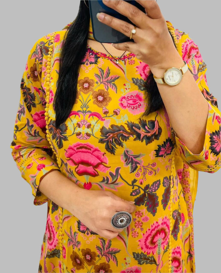 Flora Queen Cotton Kurti Set