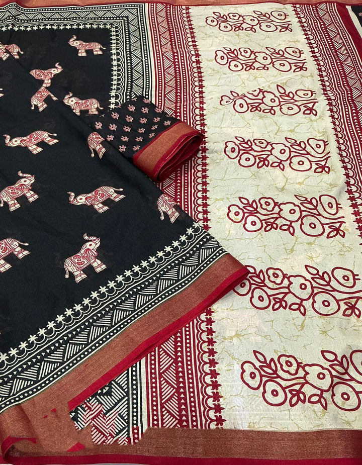 Tusk Truth Story Cotton Crepe Saree