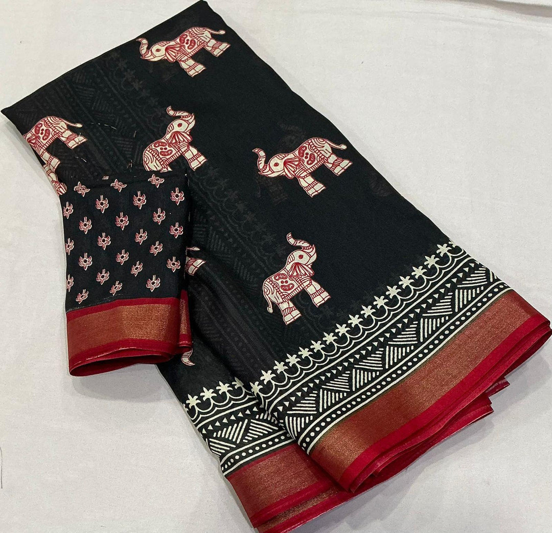 Tusk Truth Story Cotton Crepe Saree