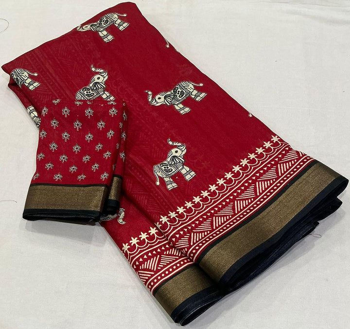 Tusk Truth Story Cotton Crepe Saree