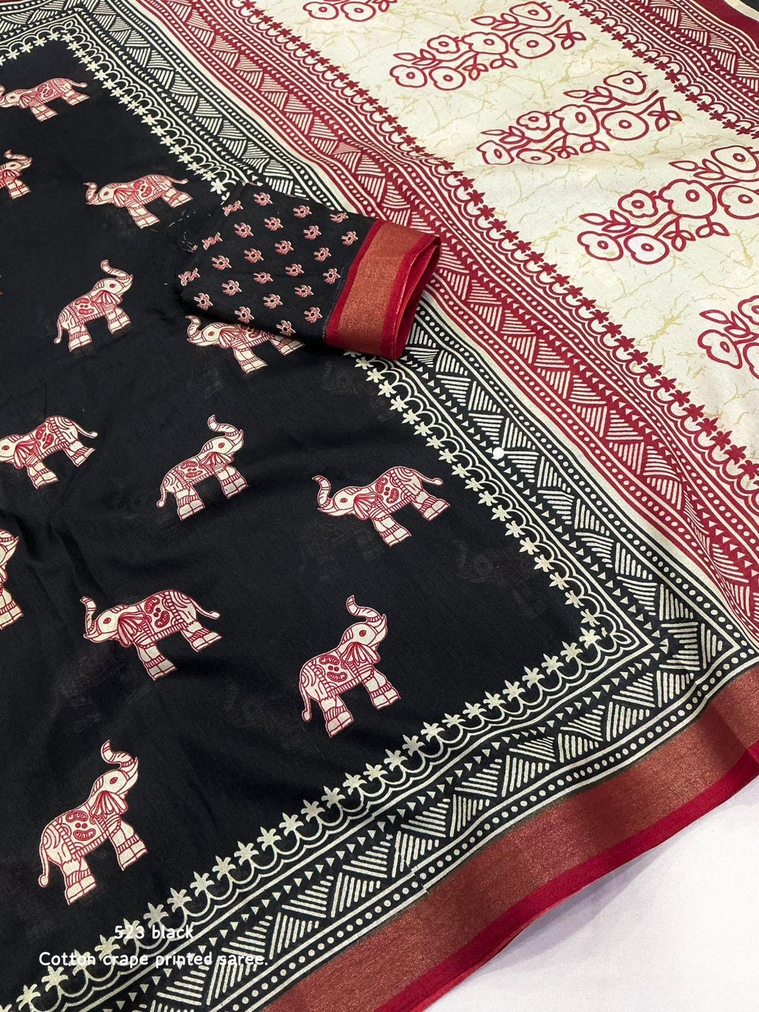 Tusk Truth Story Cotton Crepe Saree